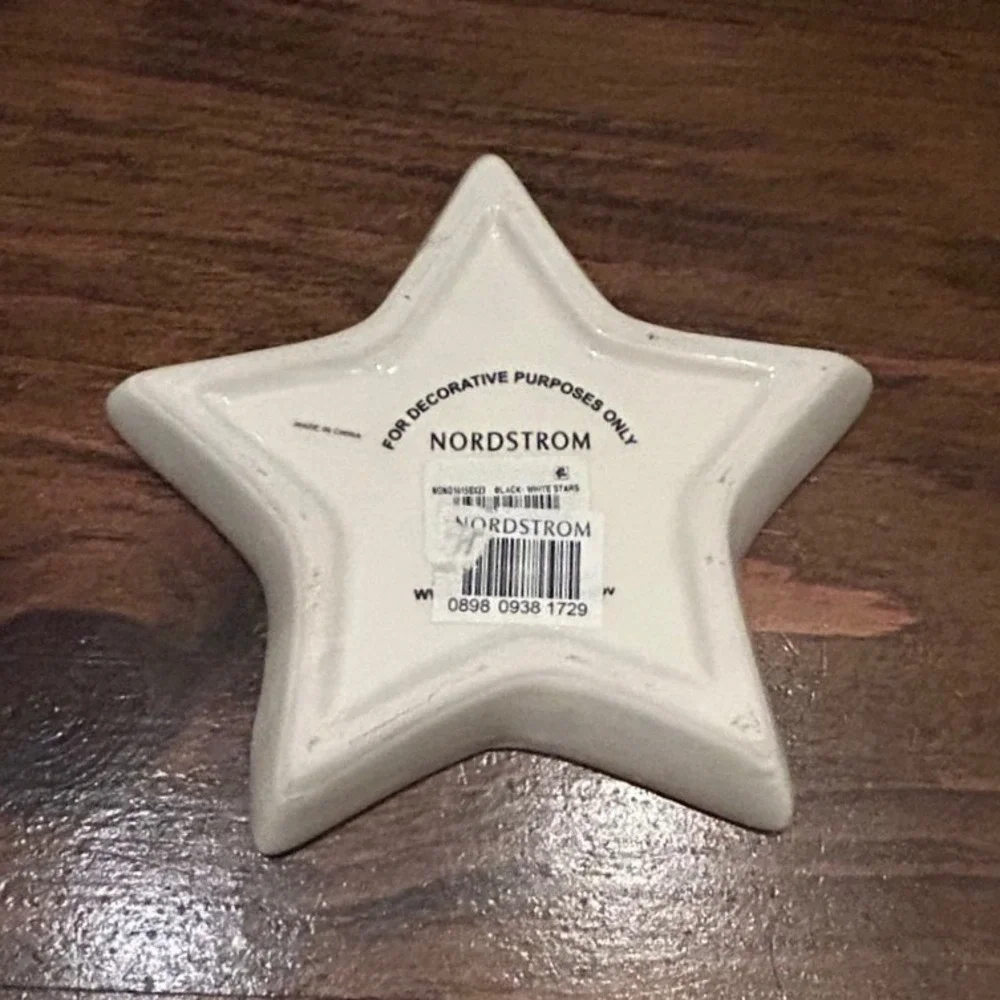 Nordstrom Star Trinket Dish Black White Concentric Gold Rim Celestial Decor